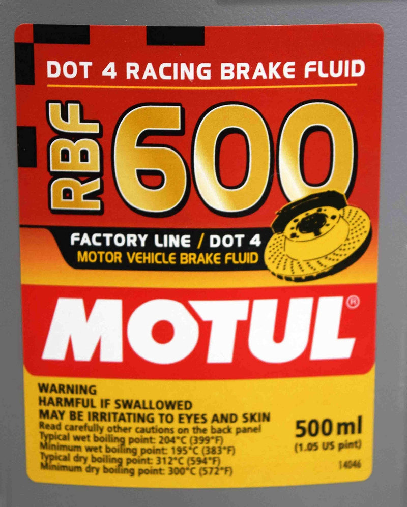 Motul RBF 600 Factory Line DOT 4 100% Synthetic Racing Brake Fluid 500ml Each (4 Pack)