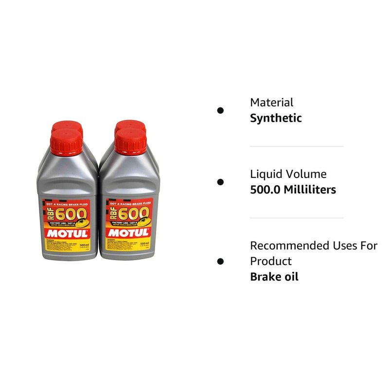 Motul RBF 600 Factory Line DOT 4 100% Synthetic Racing Brake Fluid 500ml Each (4 Pack)