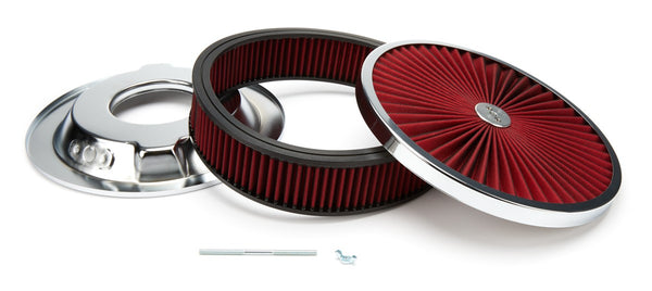 RACING POWER CO-PACKAGED 14in X 3in Super Flow Air Cleaner Chrome/Red R2236
