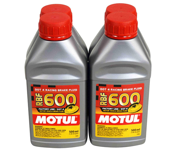 Motul RBF 600 Factory Line DOT 4 100% Synthetic Racing Brake Fluid 500ml Each (4 Pack)