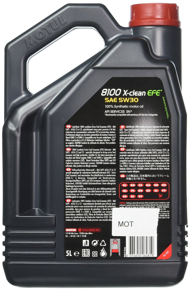 Motul 8100 X-Clean EFE SAE 5W-30 Full Synthetic Motor Oil – 5L | 100% Synthetic Engine Oil | Long Drain & High Performance