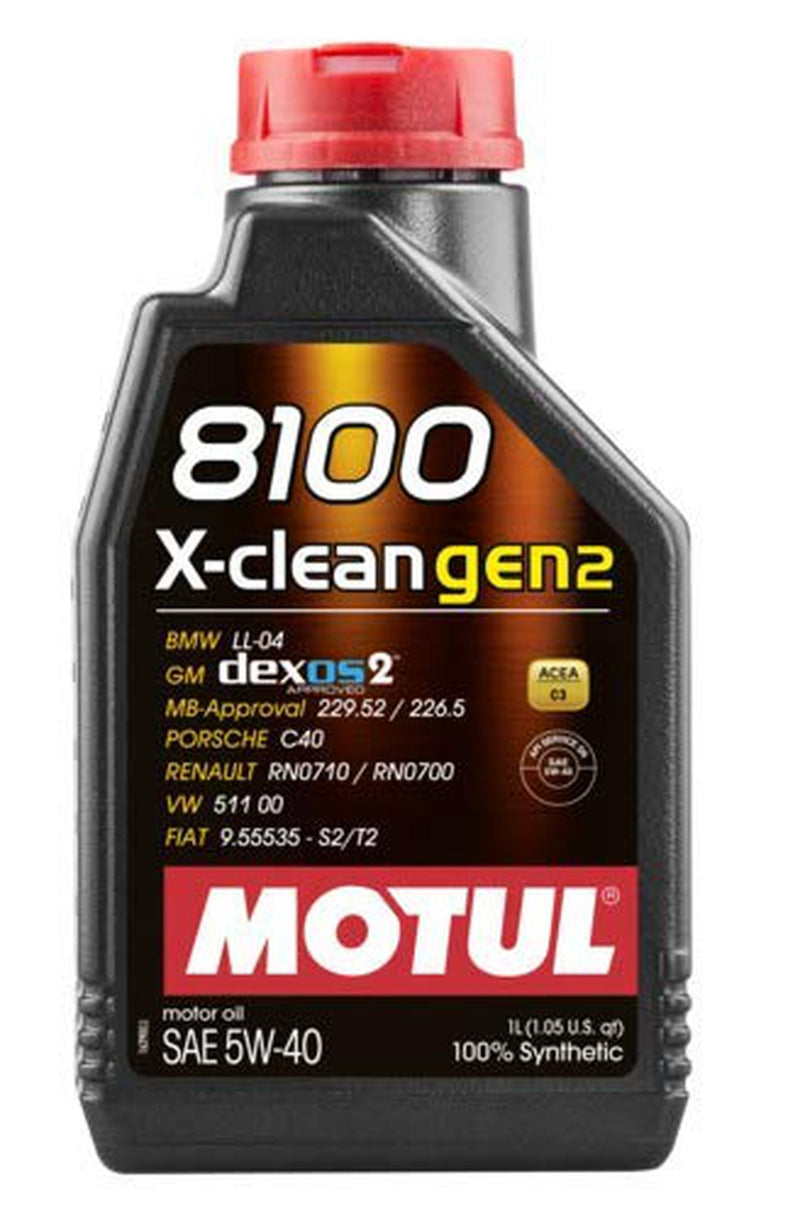 Motul 8100 X-Clean Gen2 SAE 5W-40 100% Synthetic Motor Oil 1L