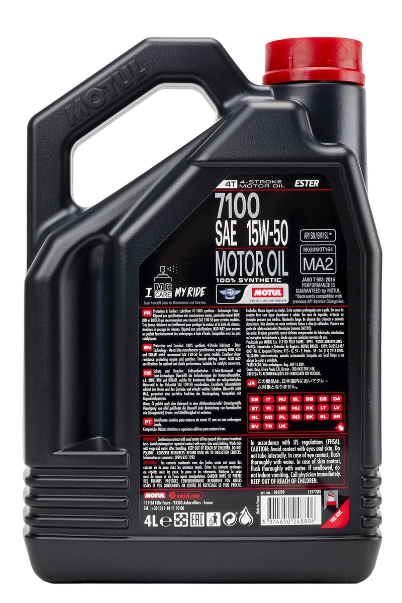 Motul 7100 15W-50 Full Synthetic Motorcycle Engine Oil – 1 Liter