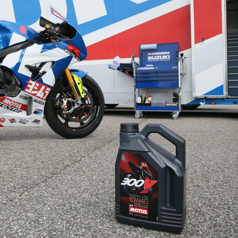 Motul 300V 10W-40 4T Full Synthetic Motorcycle Engine Oil – 4L | Factory Line Racing Performance