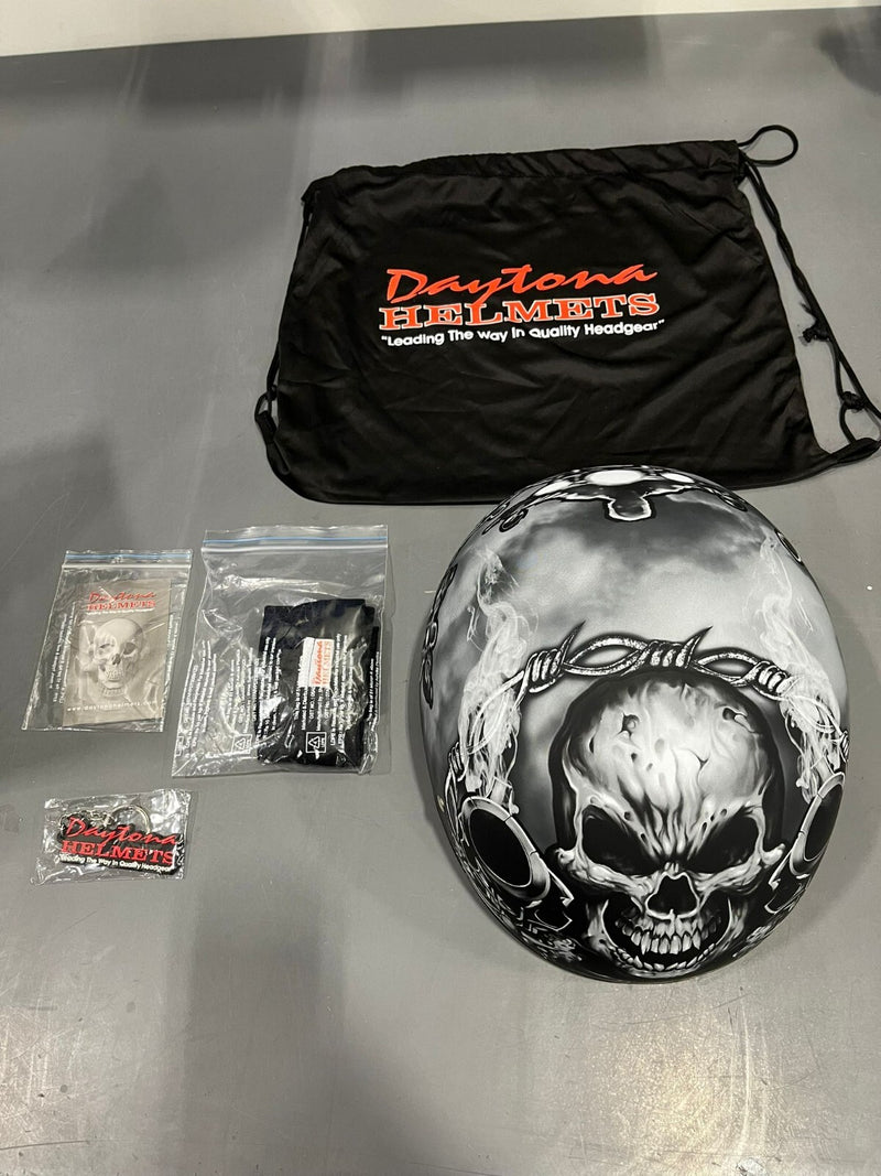 Daytona Helmets D.O.T. Daytona Skull Cap, Guns XL *USED*