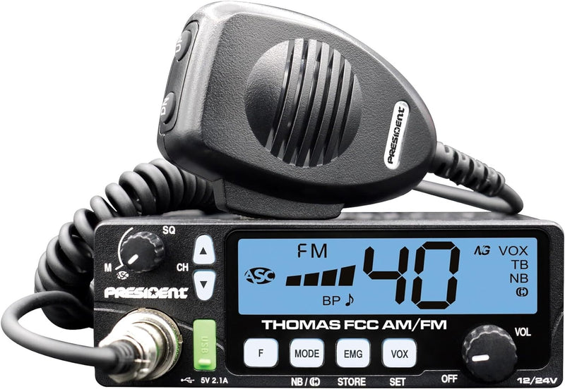 NEW President Andy II 12/24V FCC CB Radio, Weather Channel/Alert, Scan, USB, VOX