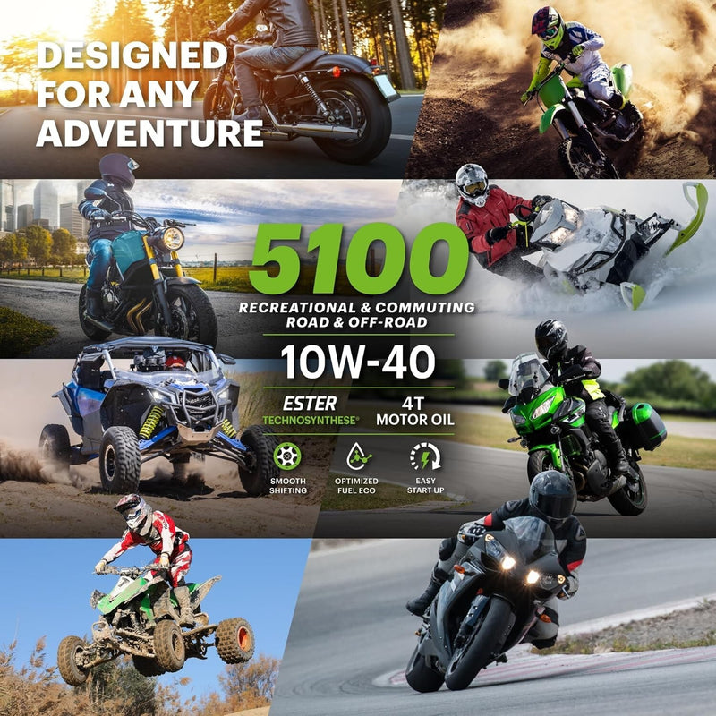 Motul 5100 4T 10W-40 4-Stroke Synthetic Blend Motorcycle Engine Oil – 4 Liters | Ester Technology for Smooth Gear Shifts & Reliable Protection