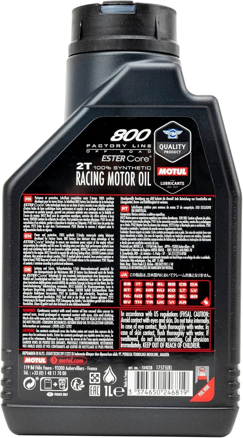 Motul 800 2T Off-Road 100% Synthetic Racing Motor Oil 1L