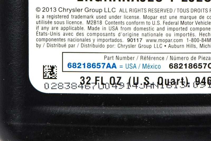 Mopar Synthetic Gear & Axle Lubricant SAE 75W-140 MS-8985 1-Quart OEM 68218657AB