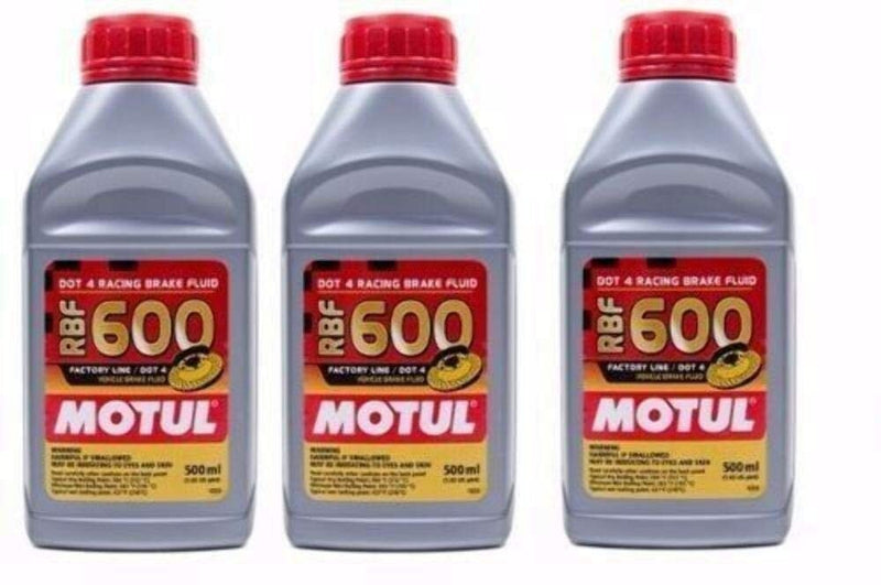 Motul RBF 600 Factory Line DOT 4 Synthetic Racing Brake Fluid 500ml Each (3 Pack)