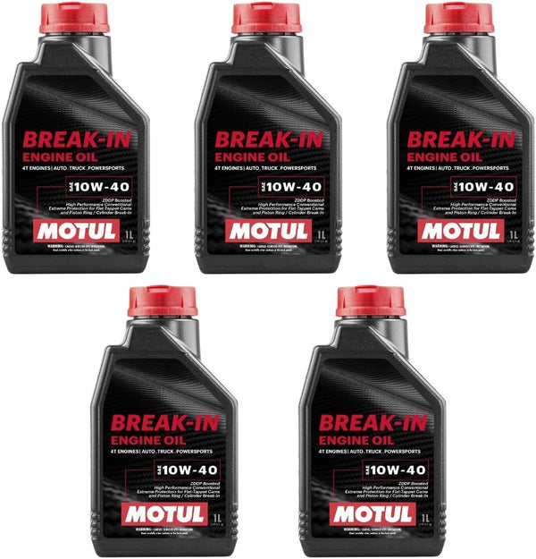 Motul 108080 Break-In 10W-40 Mineral Oil – Set of 5 Quarts