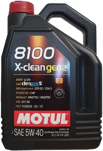 Motul 8100 X-CLEAN Gen2 5W-40 Full Synthetic Car Engine Oil – 5 Liters