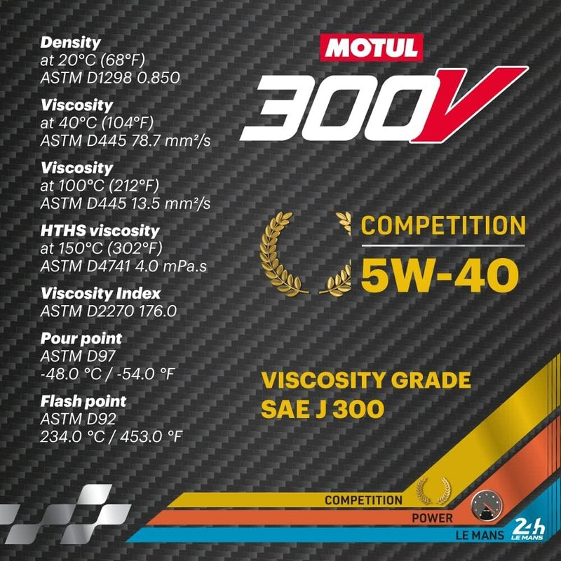 Motul 300V 5W-40 Competition Full Synthetic Racing Motor Oil