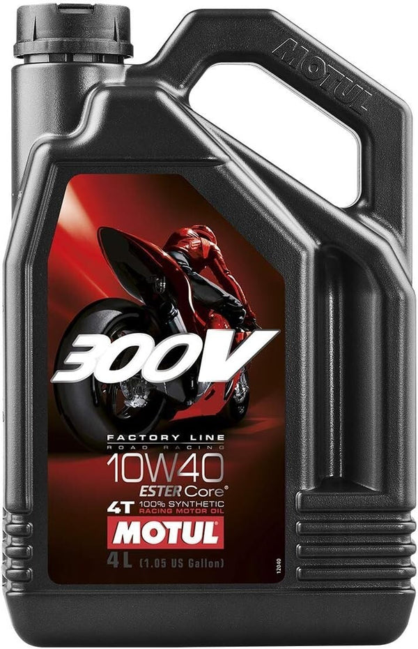 Motul 104121 300V 10W40 4T Ester Core 100% Synthetic Motorcycle Oil – 4L