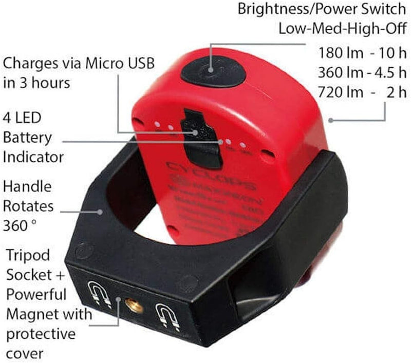 Maxxeon MXN00810 WorkStar Cyclops USB-C Rechargeable LED Work Light, Pack of 6 L