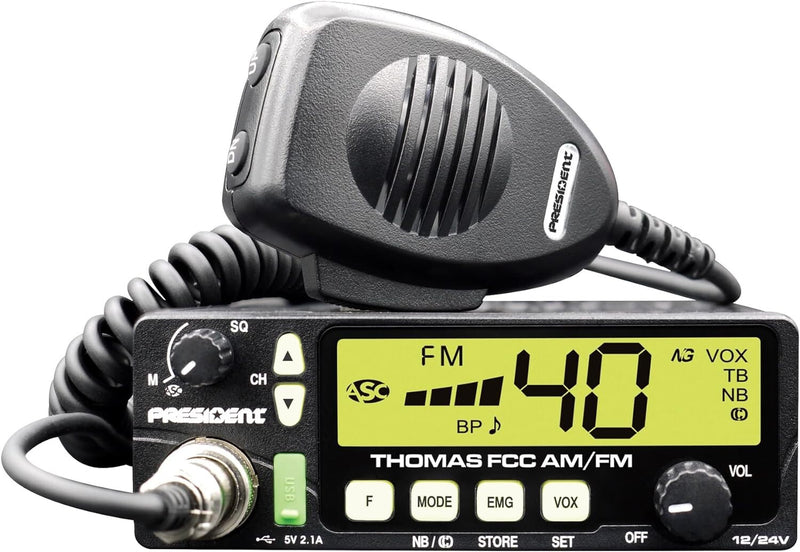 NEW President Andy II 12/24V FCC CB Radio, Weather Channel/Alert, Scan, USB, VOX