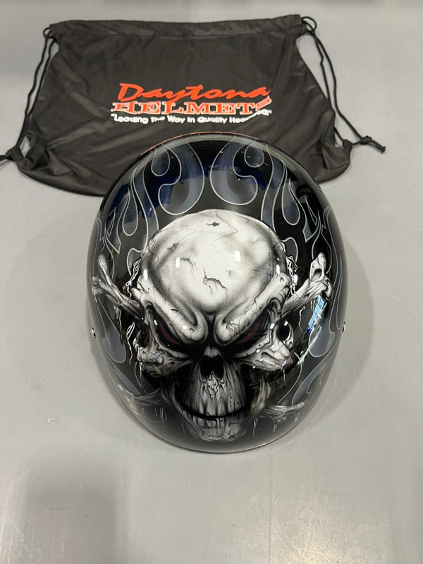 Daytona Skull CAP-W/ CROSS BONES Open Face Motorcycle DOT Helmet