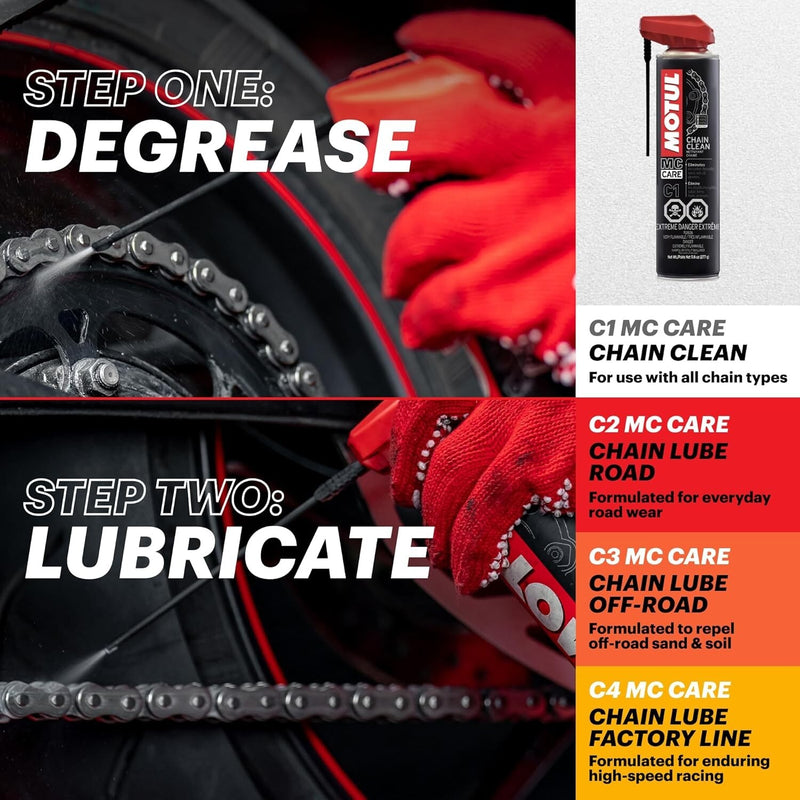 Motul Chain Clean 103243 – 9.8oz Motorcycle Chain Cleaner (Universal Fit)