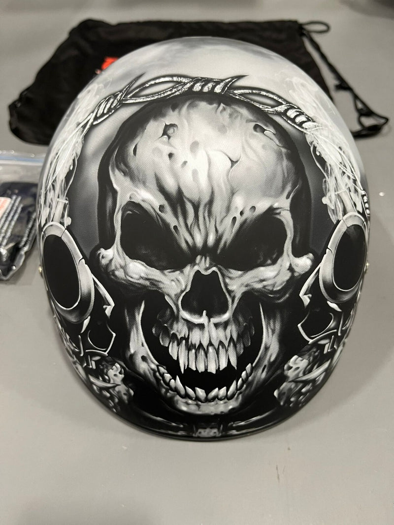 Daytona Helmets D.O.T. Daytona Skull Cap, Guns XL *USED*