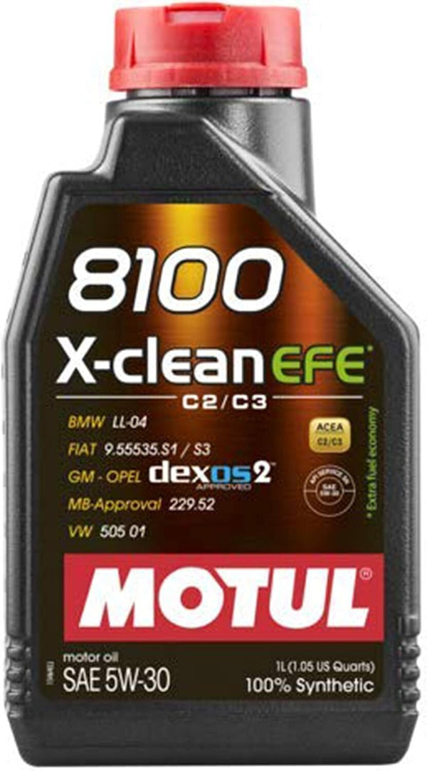 Motul 8100 X-Clean SAE 5W-40 Synthetic Motor Oil – 1 Liter (107210)
