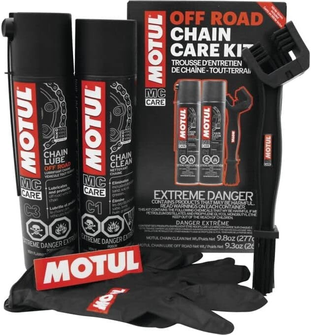 Motul Off-Road Chain Care Kit – C1 Chain Cleaner & C3 Chain Lube – Complete Motorcycle & Dirt Bike Chain Maintenance Kit (109788)