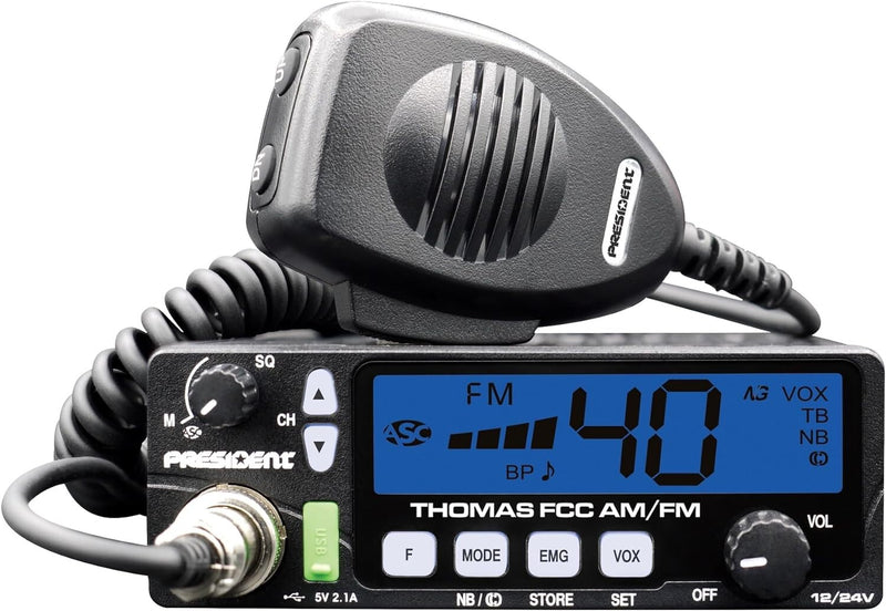 NEW President Andy II 12/24V FCC CB Radio, Weather Channel/Alert, Scan, USB, VOX