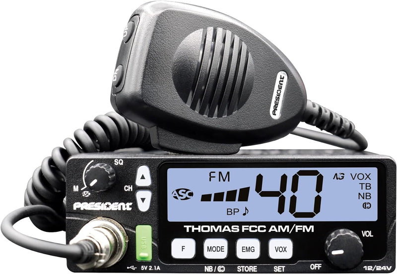 NEW President Andy II 12/24V FCC CB Radio, Weather Channel/Alert, Scan, USB, VOX