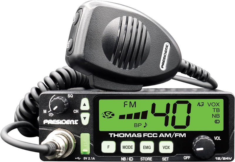 NEW President Andy II 12/24V FCC CB Radio, Weather Channel/Alert, Scan, USB, VOX
