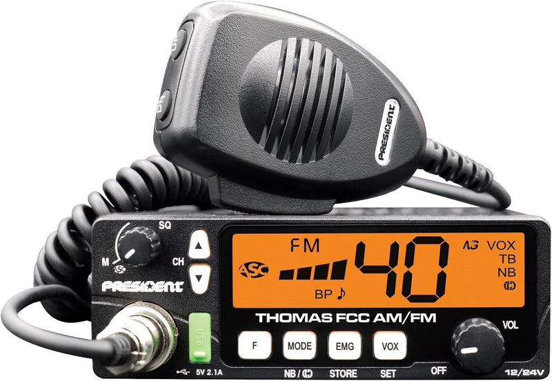 NEW President Andy II 12/24V FCC CB Radio, Weather Channel/Alert, Scan, USB, VOX