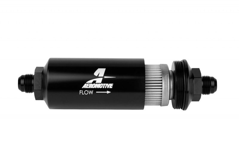 AEROMOTIVE 8an Inline Fuel Filter 100 Micron 2in OD Black 12379