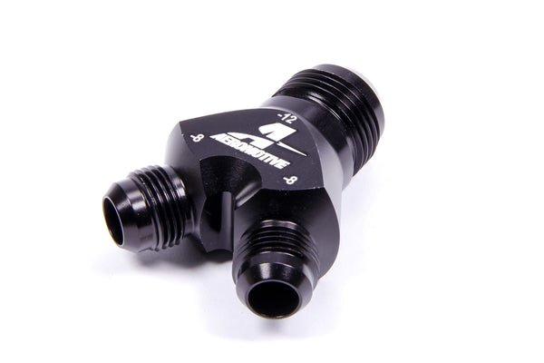 AEROMOTIVE Y-Block Fitting - 12an to 2 x -8an 15677