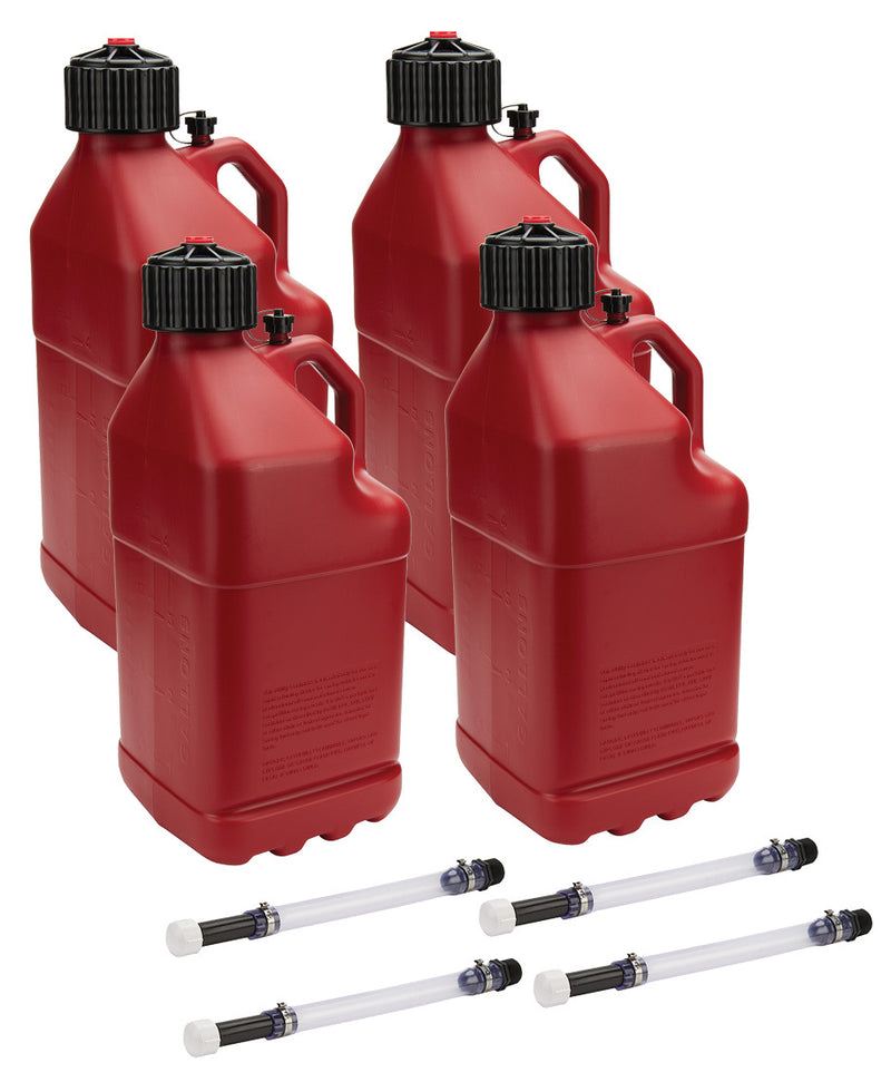 ALLSTAR PERFORMANCE Utility Jug 5 Gal w/ Filler Hose Red 4pk ALL40121-4