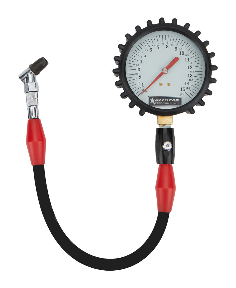 ALLSTAR PERFORMANCE Tire Pressure Gauge 0-15 PSI 4in Glow ALL44046
