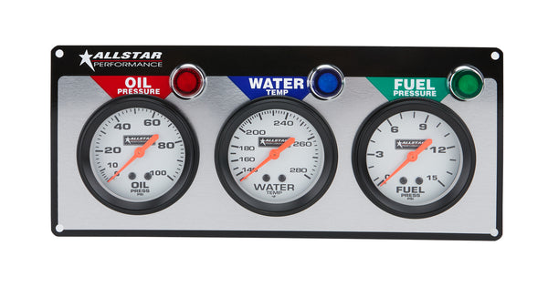 ALLSTAR PERFORMANCE 3 Gauge Panel ALL OP/WT/FP ALL80092