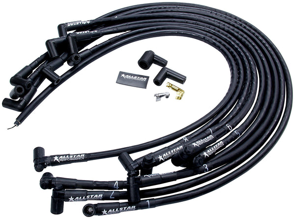 ALLSTAR PERFORMANCE Spark Plug Race Wire Set Under Header w/ Sleeve ALL81370