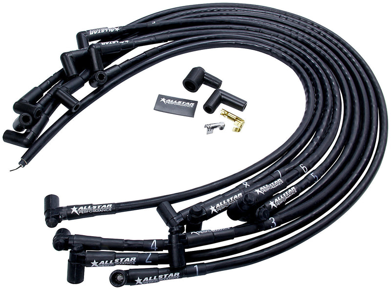 ALLSTAR PERFORMANCE Spark Plug Race Wire Set Under Header w/ Sleeve ALL81370
