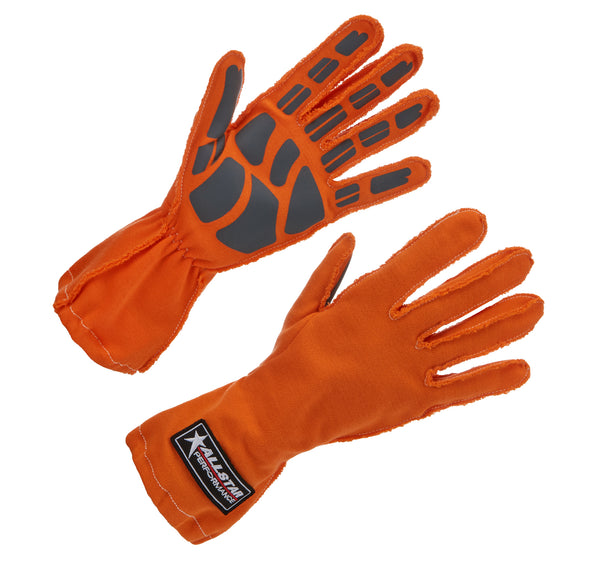 ALLSTAR PERFORMANCE Driving Gloves Non-SFI Outseam S/L LG Orange ALL913044