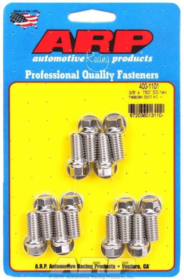 ARP S/S Header Bolt Kit - 3/8 x .750 UHL (12) 400-1101