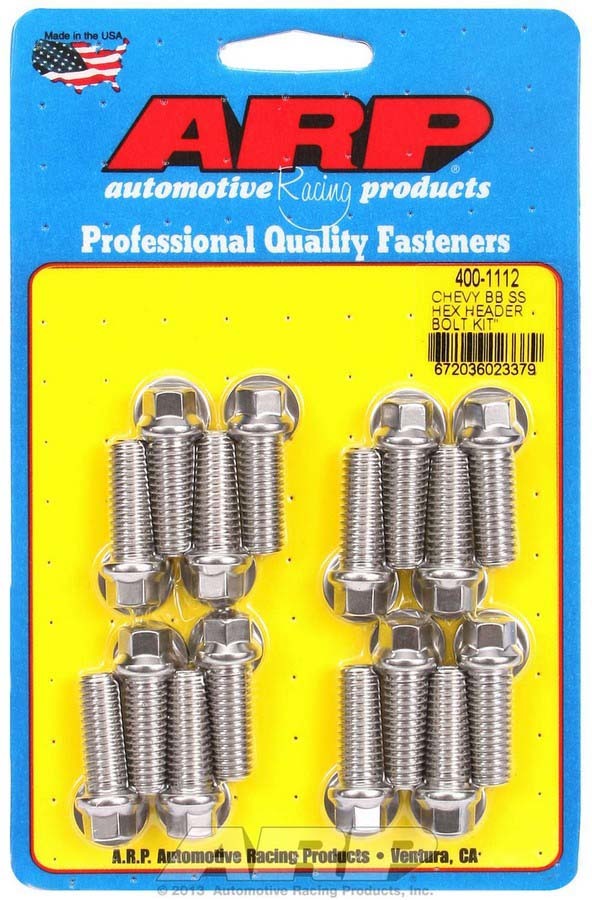ARP S/S Header Bolt Kit - 3/8 x 1.00 UHL (16) 400-1112