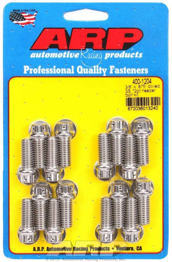 ARP S/S Header Bolt Kit - 3/8 x .875 UHL (16) 400-1204