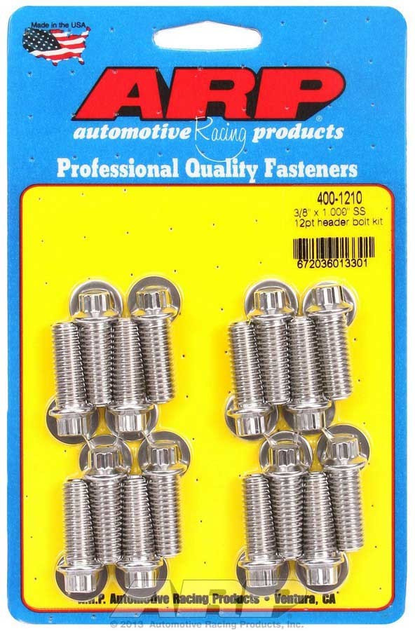 ARP S/S Header Bolt Kit - 3/8 x 1.00 UHL (16) 400-1210