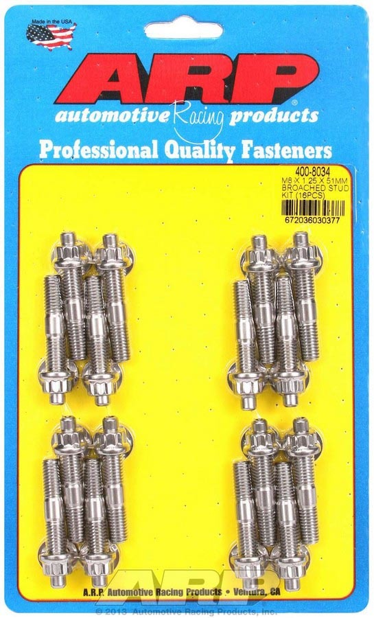 ARP S/S Stud & Nut Kit (16) 8mm x 1.25in x 51mm 400-8034