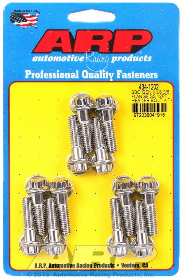 ARP S/S Header Bolt Kit - 12pt. GM LS 434-1202