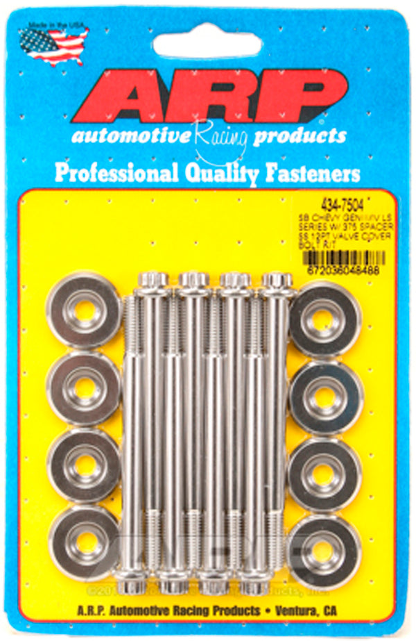 ARP Valve Cover 12pt SS Bolt Kit GM LS e/.375 Spacer 434-7504