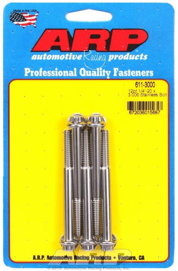 ARP S/S Bolt Kit - 12pt. (5) 1/4-20 x 3.000 611-3000