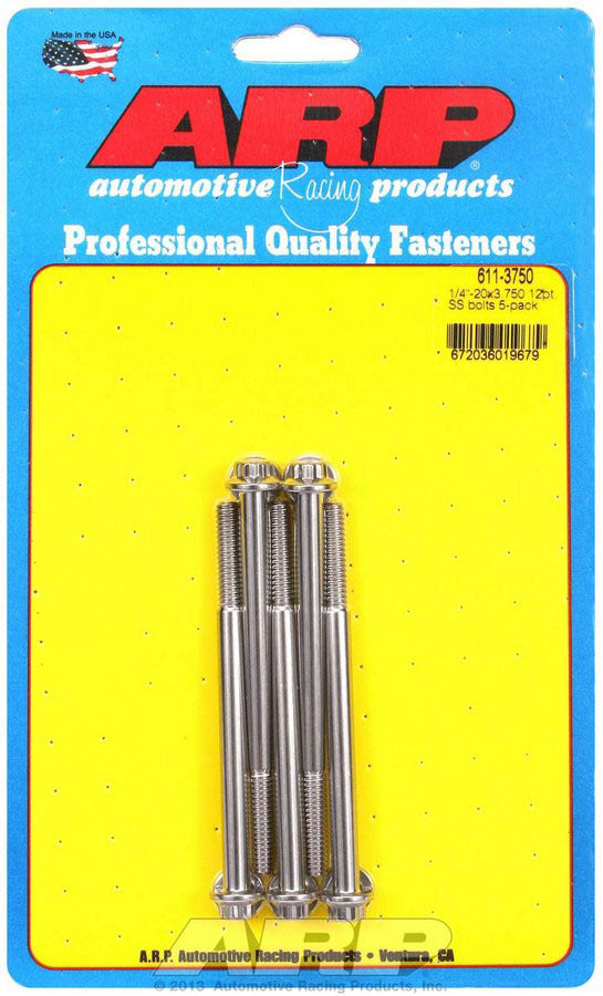 ARP S/S Bolt Kit - 12pt. (5) 1/4-20 x 3.750 611-3750