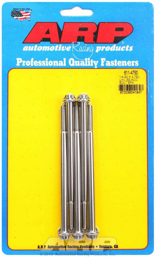 ARP S/S Bolt Kit - 12pt. (5) 1/4-20 x 4.750 611-4750
