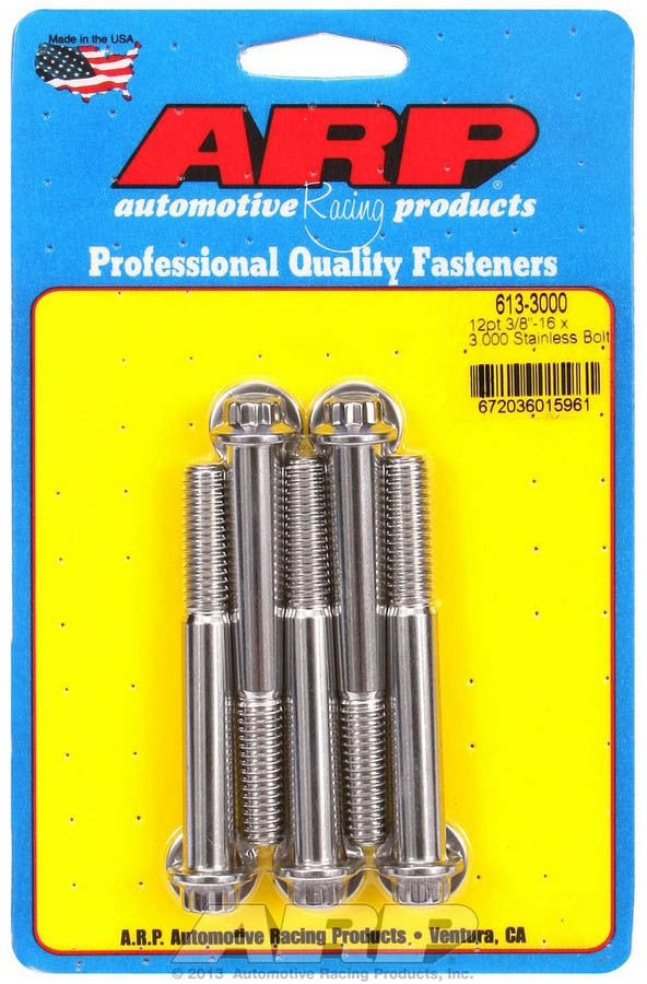 ARP S/S Bolt Kit - 12pt. (5) 3/8-16 x 3.000 613-3000