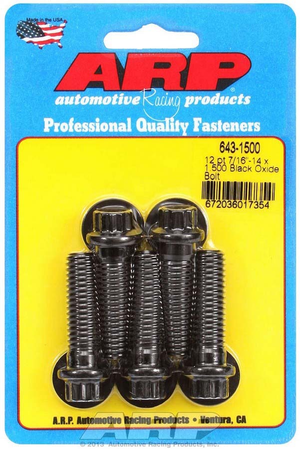 ARP 7/16-14 x 1.500 12pt Bolt Kit (5) Black Oxide 643-1500