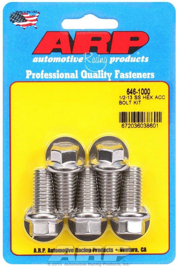 ARP 1/2-13 x 1.000 6pt SS Bolt Kit 5pk 646-1000